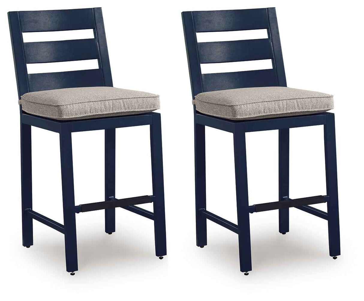East Beach Blue Outdoor Counter Height Bar Stool (Set of 2) by Ashley at Eve Furniture