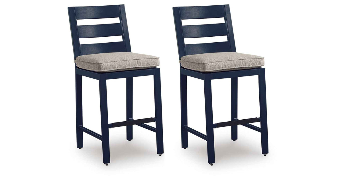 East Beach Blue Outdoor Counter Height Bar Stool (Set of 2) by Ashley at Eve Furniture