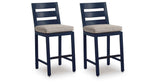 East Beach Blue Outdoor Counter Height Bar Stool (Set of 2) by Ashley at Eve Furniture