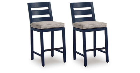 East Beach Blue Outdoor Counter Height Bar Stool (Set of 2) by Ashley at Eve Furniture