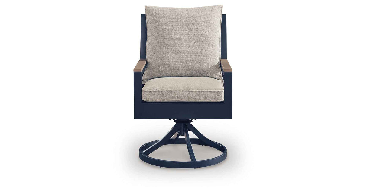 East Beach Blue Outdoor Swivel Chair with Cushion (Set of 2) by Ashley at Eve Furniture