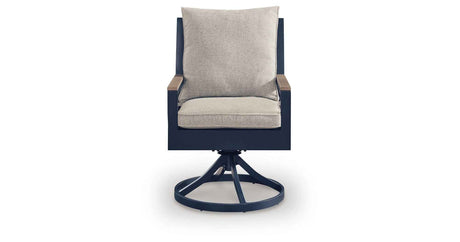 East Beach Blue Outdoor Swivel Chair with Cushion (Set of 2) by Ashley at Eve Furniture