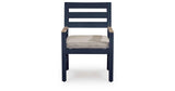 East Beach Navy Blue/Driftwood Outdoor Dining Table and 4 Chairs by Ashley at Eve Furniture