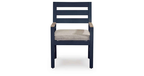 East Beach Navy Blue/Driftwood Outdoor Dining Table and 4 Chairs by Ashley at Eve Furniture