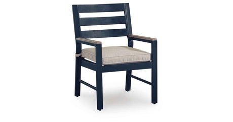 East Beach Navy Blue/Driftwood Outdoor Dining Table and 4 Chairs by Ashley at Eve Furniture