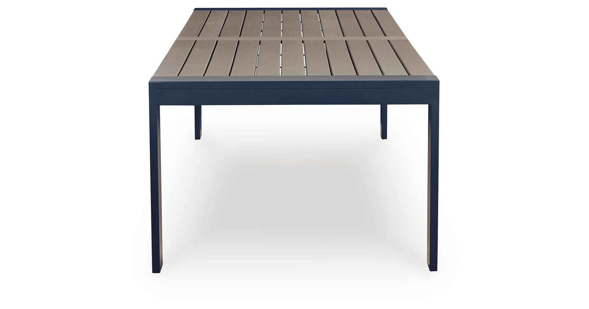 East Beach Navy Blue/Driftwood Outdoor Dining Table and 4 Chairs by Ashley at Eve Furniture