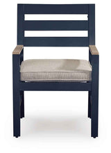 East Beach Navy Blue/Driftwood Outdoor Dining Table and 4 Chairs by Ashley at Eve Furniture
