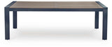 East Beach Navy Blue/Driftwood Outdoor Dining Table and 4 Chairs by Ashley at Eve Furniture