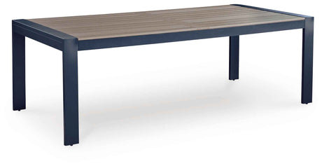 East Beach Navy Blue/Driftwood Outdoor Dining Table and 4 Chairs by Ashley at Eve Furniture