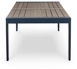 East Beach Navy Blue/Driftwood Outdoor Dining Table and 4 Chairs by Ashley at Eve Furniture