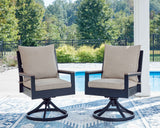East Beach Navy Blue/Driftwood Outdoor Dining Table and 4 Chairs by Ashley at Eve Furniture