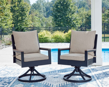 East Beach Navy Blue/Driftwood Outdoor Dining Table and 4 Chairs by Ashley at Eve Furniture