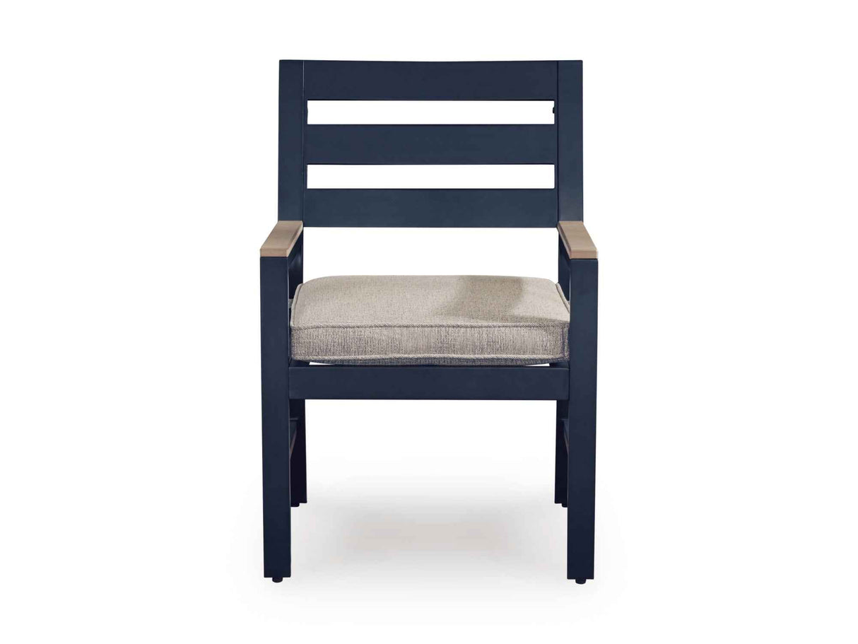 East Beach Navy Blue/Driftwood Outdoor Dining Table and 6 Chairs by Ashley at Eve Furniture