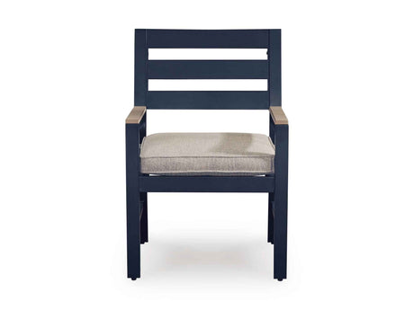 East Beach Navy Blue/Driftwood Outdoor Dining Table and 6 Chairs by Ashley at Eve Furniture