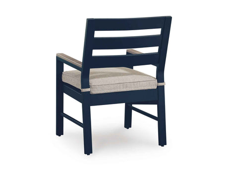 East Beach Navy Blue/Driftwood Outdoor Dining Table and 6 Chairs by Ashley at Eve Furniture