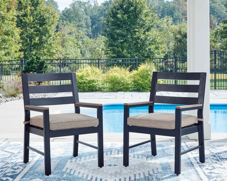 East Beach Navy Blue/Driftwood Outdoor Dining Table and 6 Chairs by Ashley at Eve Furniture