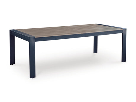 East Beach Navy Blue/Driftwood Outdoor Dining Table and 6 Chairs by Ashley at Eve Furniture