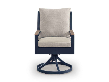 East Beach Navy Blue/Driftwood Outdoor Dining Table and 6 Chairs by Ashley at Eve Furniture