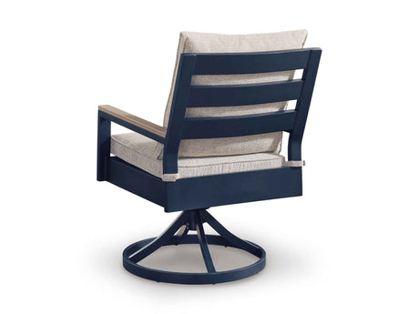 East Beach Navy Blue/Driftwood Outdoor Dining Table and 6 Chairs by Ashley at Eve Furniture