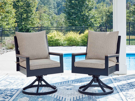 East Beach Navy Blue/Driftwood Outdoor Dining Table and 6 Chairs by Ashley at Eve Furniture