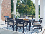 East Beach Navy Blue/Driftwood Outdoor Dining Table and 6 Chairs by Ashley at Eve Furniture