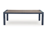 East Beach Navy Blue/Driftwood Outdoor Dining Table and 6 Chairs by Ashley at Eve Furniture