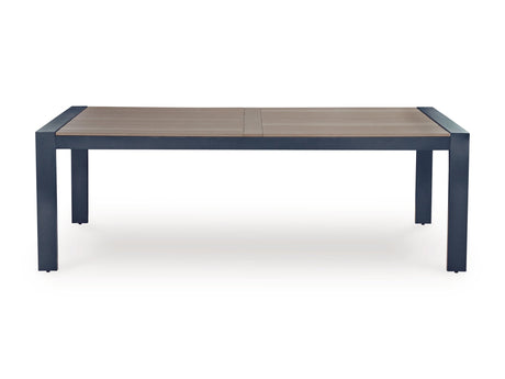 East Beach Navy Blue/Driftwood Outdoor Dining Table and 6 Chairs by Ashley at Eve Furniture