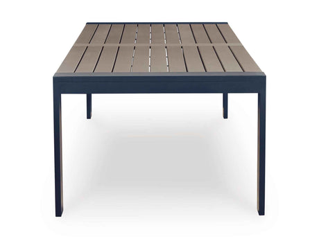 East Beach Navy Blue/Driftwood Outdoor Dining Table and 6 Chairs by Ashley at Eve Furniture