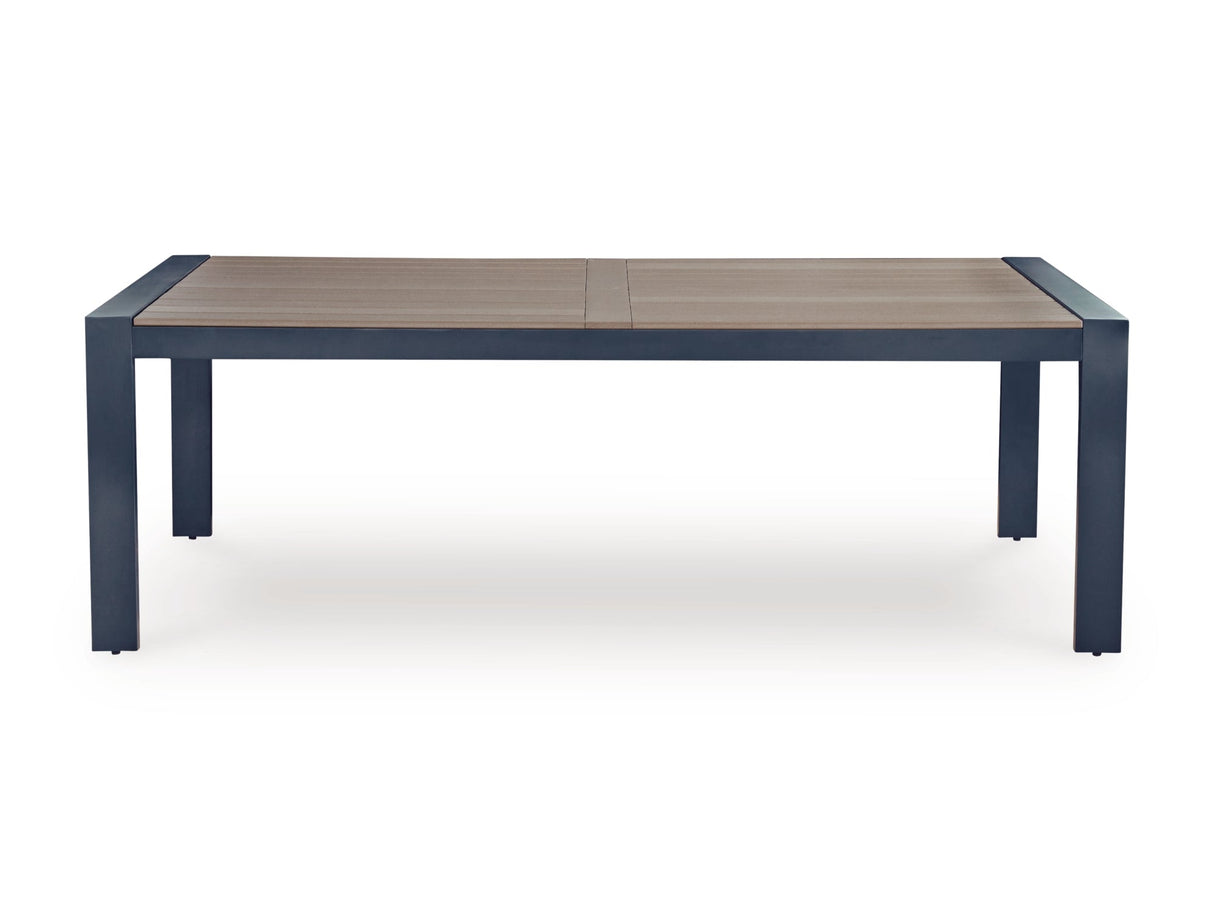 East Beach Navy Blue/Driftwood Outdoor Dining Table and 6 Chairs by Ashley at Eve Furniture