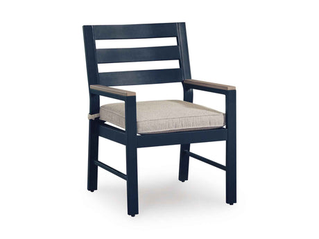 East Beach Navy Blue/Driftwood Outdoor Dining Table and 6 Chairs by Ashley at Eve Furniture