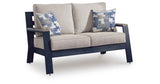 East Beach Navy Blue/Driftwood Outdoor Sofa and Loveseat by Ashley at Eve Furniture