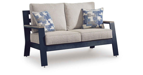 East Beach Navy Blue/Driftwood Outdoor Sofa and Loveseat by Ashley at Eve Furniture