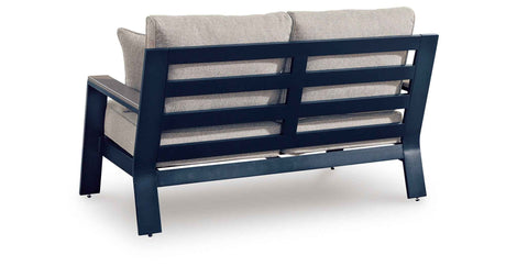 East Beach Navy Blue/Driftwood Outdoor Sofa and Loveseat by Ashley at Eve Furniture