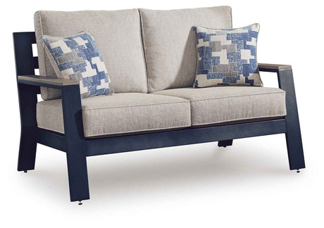 East Beach Navy Blue/Driftwood Outdoor Sofa and Loveseat by Ashley at Eve Furniture