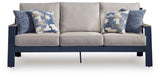 East Beach Navy Blue/Driftwood Outdoor Sofa and Loveseat by Ashley at Eve Furniture