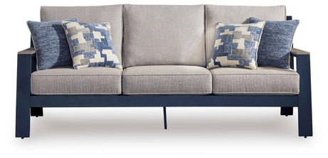 East Beach Navy Blue/Driftwood Outdoor Sofa and Loveseat by Ashley at Eve Furniture
