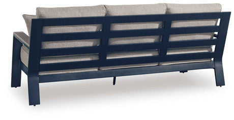 East Beach Navy Blue/Driftwood Outdoor Sofa and Loveseat by Ashley at Eve Furniture