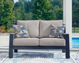 East Beach Navy Blue/Driftwood Outdoor Sofa and Loveseat by Ashley at Eve Furniture