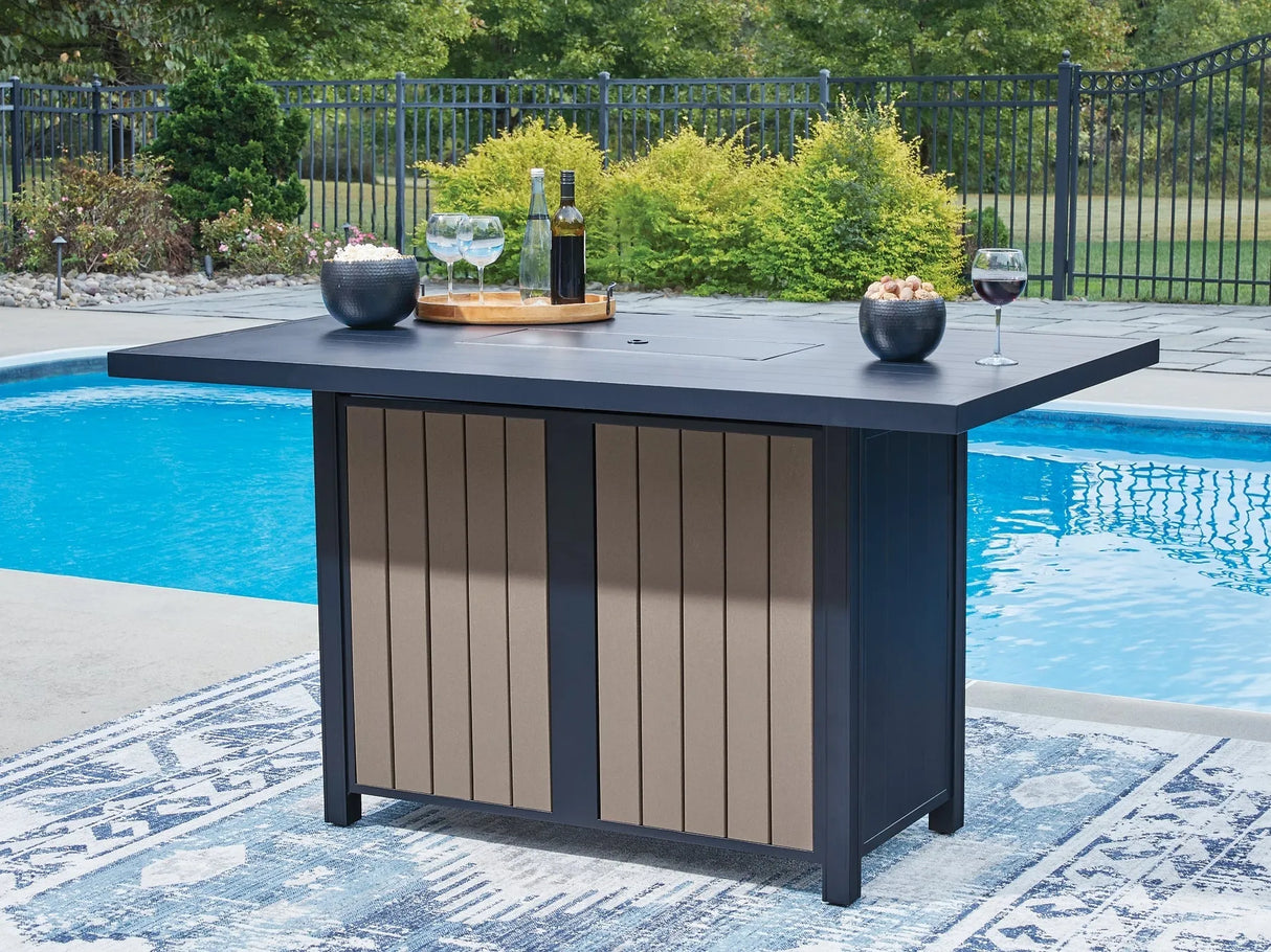 East Beach Rectangular Bar Table w/Fire Pit by Ashley at Eve Furniture
