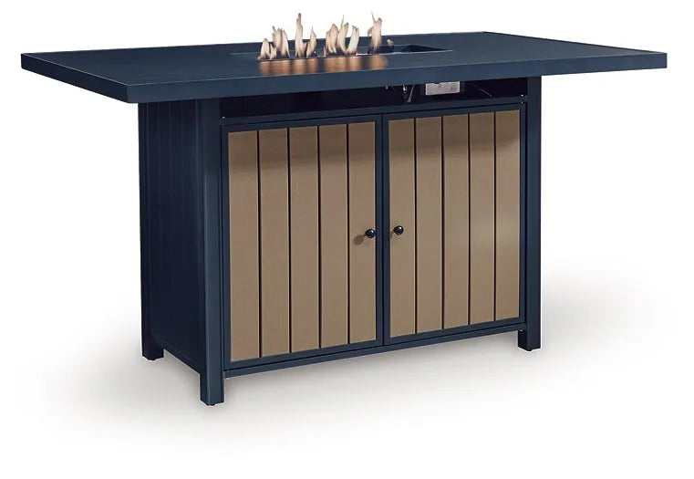 East Beach Rectangular Bar Table w/Fire Pit by Ashley at Eve Furniture