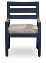 East Navy Blue/Driftwood Beach Outdoor Dining Table with 4 Chairs and 2 Swivel Chairs by Ashley at Eve Furniture