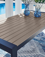 East Navy Blue/Driftwood Beach Outdoor Dining Table with 4 Chairs and 2 Swivel Chairs by Ashley at Eve Furniture