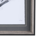 Eastern Blue BW III by Mercana Studio Hand Embellished Textured Framed Art Print Matted under Glass by Mercana at Eve Furniture