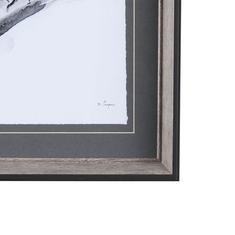 Eastern Blue BW III by Mercana Studio Hand Embellished Textured Framed Art Print Matted under Glass by Mercana at Eve Furniture