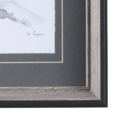 Eastern Blue BW IV by Mercana Studio a Hand Embellished Textured Framed Art Print Matted under Glass by Mercana at Eve Furniture