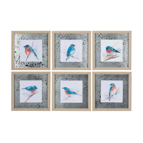 Eastern Blue IV by Mercana Studio a Hand Embellished Textured Framed Art Print Matted under Glass by Mercana at Eve Furniture
