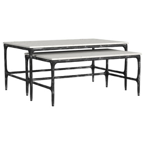 Ebby White 2-Piece Genuine Marble Top Nesting Coffee Tables by Coaster at Eve Furniture