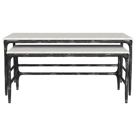 Ebby White 2-Piece Genuine Marble Top Nesting Coffee Tables by Coaster at Eve Furniture