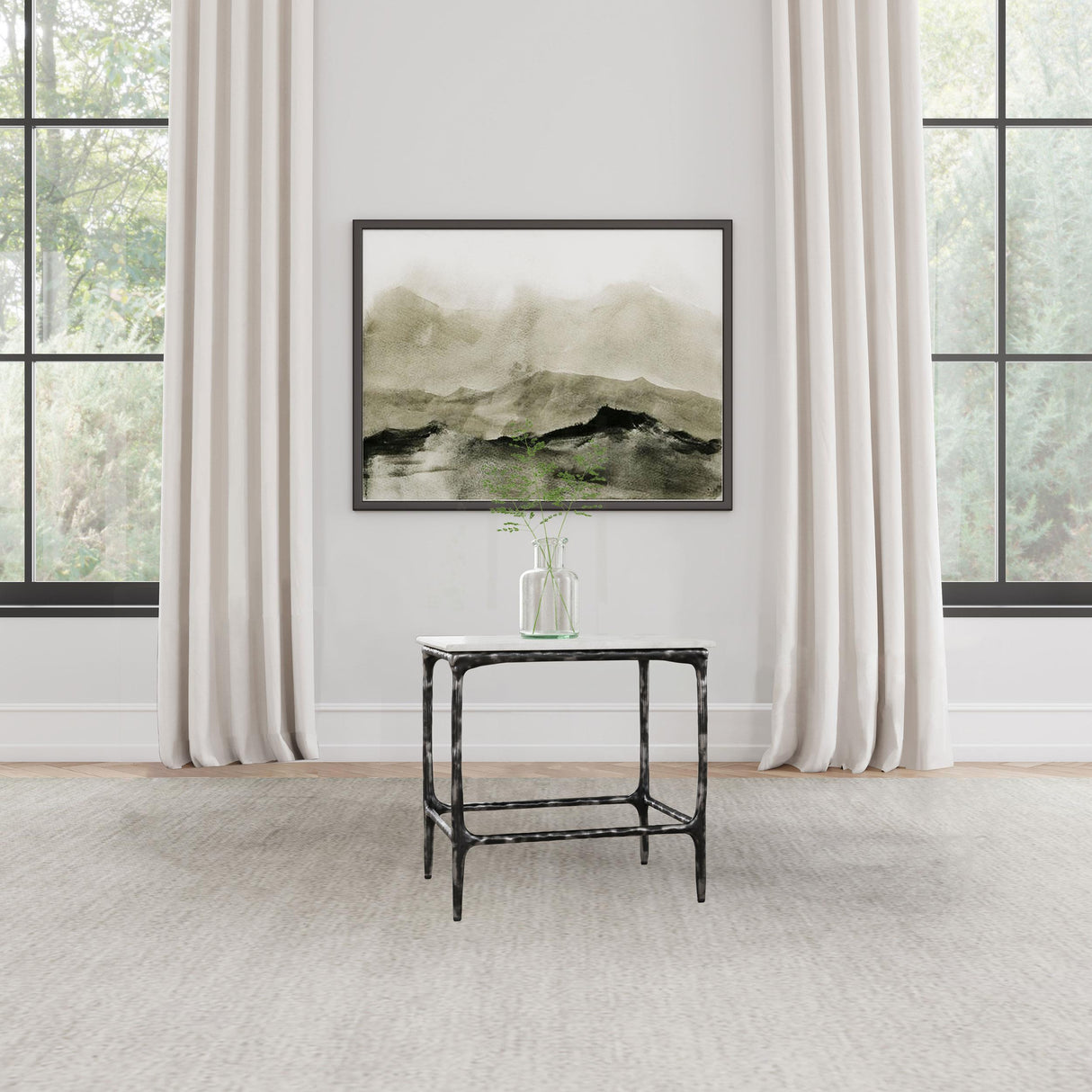 Ebby White Square Genuine Marble Top Metal End Table by Coaster at Eve Furniture