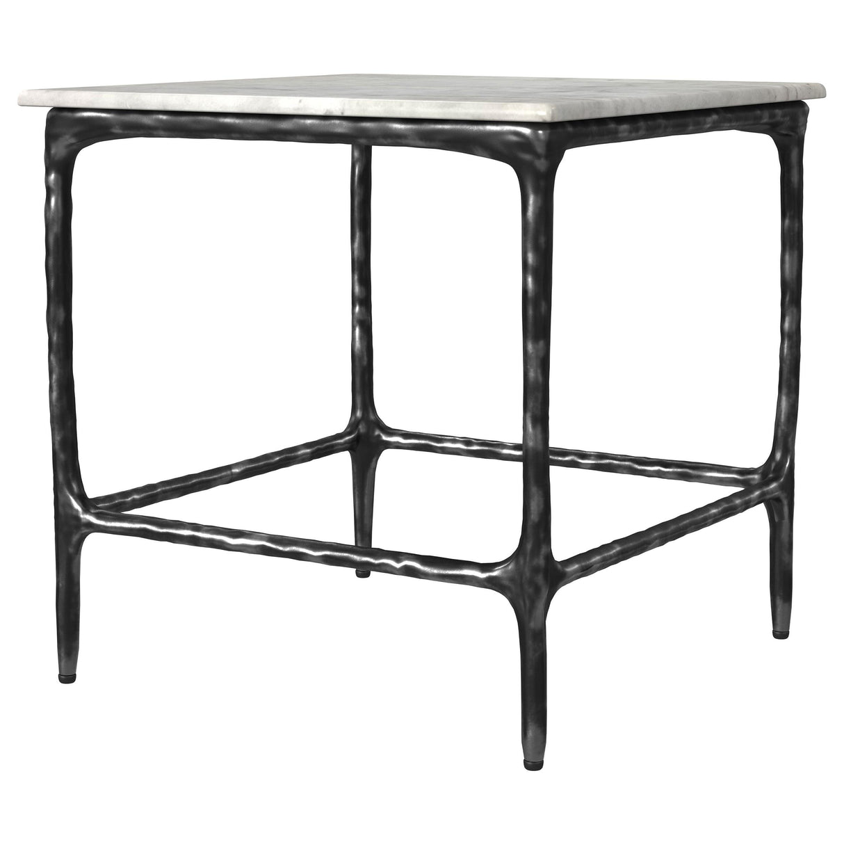 Ebby White Square Genuine Marble Top Metal End Table by Coaster at Eve Furniture